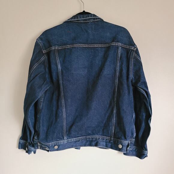 EVERLANE 'The Denim Jacket' in Dark Wash Cotton Women's Size Large/Xlarge - Picture 3 of 9